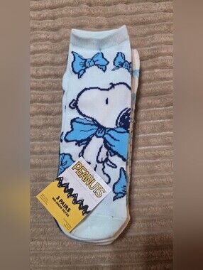 Peanuts Snoopy Blue Bow No-Show Socks - 5 Pairs